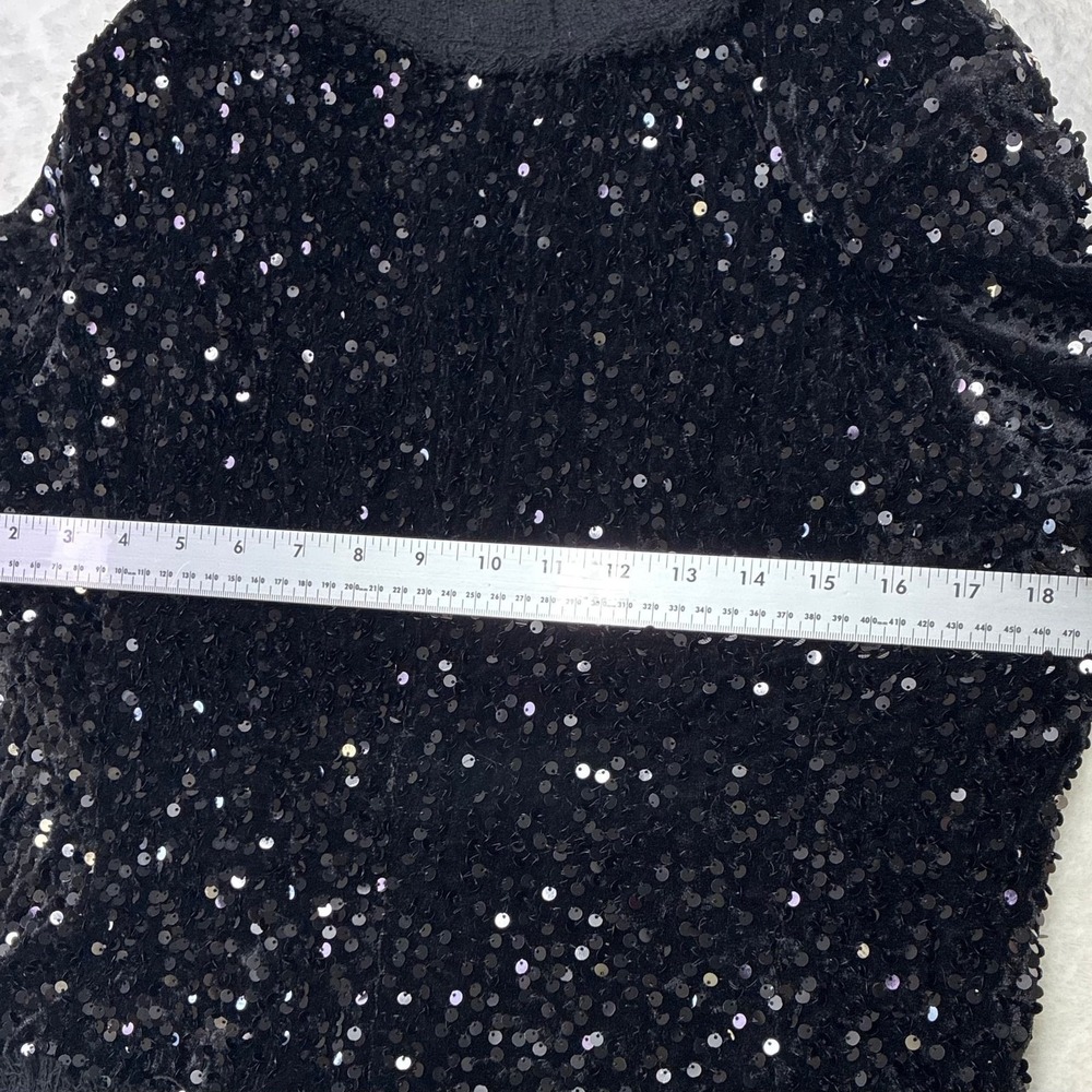 Nanette Lepore Sequin Jacket Womens Small Black New Pearl Button Frayed Trim - Picture 14 of 14